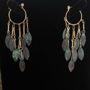 Tassel gold tone chandelier earrings